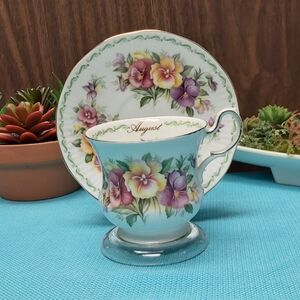 🫖 August Pansy Birthday Tea Cup & Saucer
